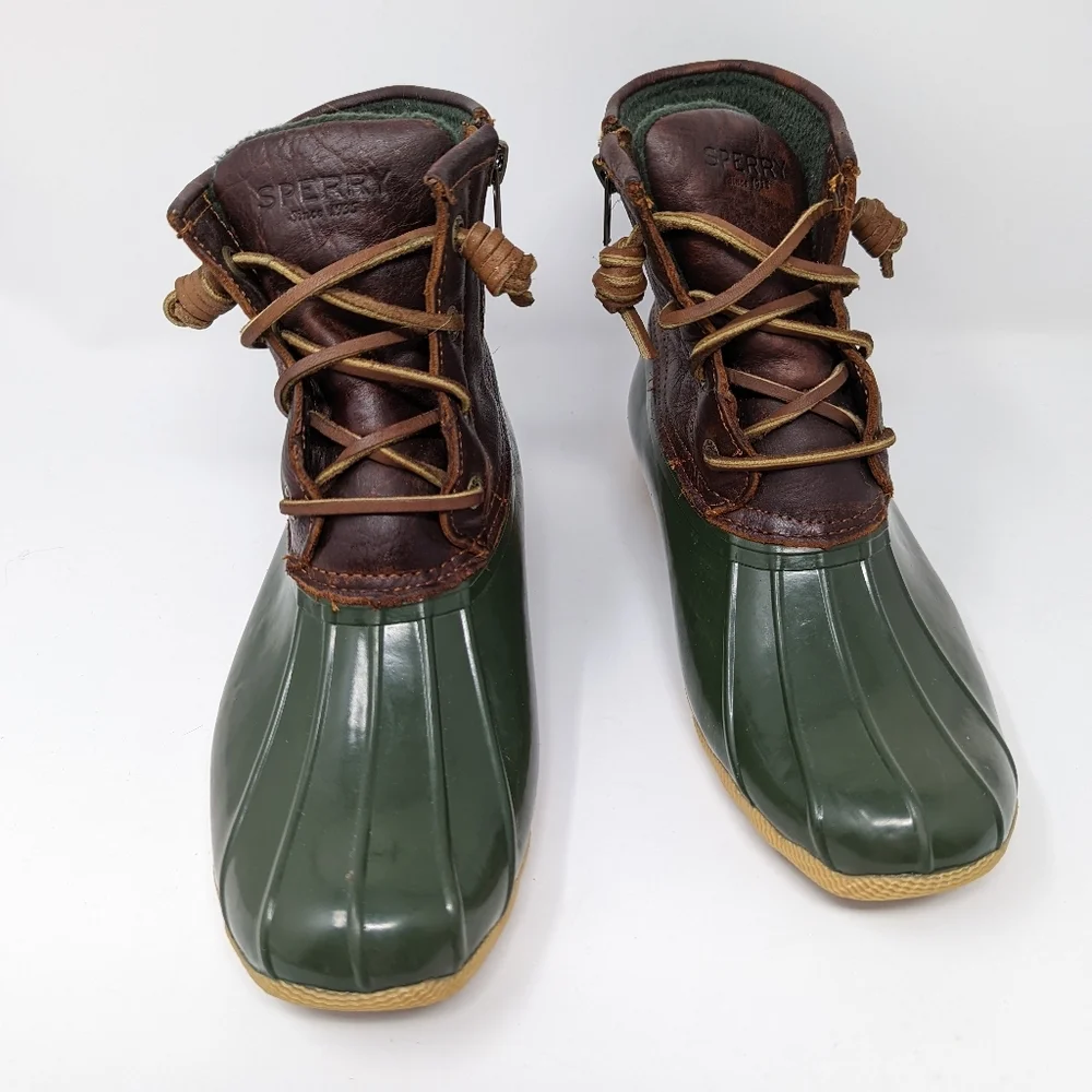 Sperry saltwater duck boot‎ green and brown size 6.5 insulated winter boot